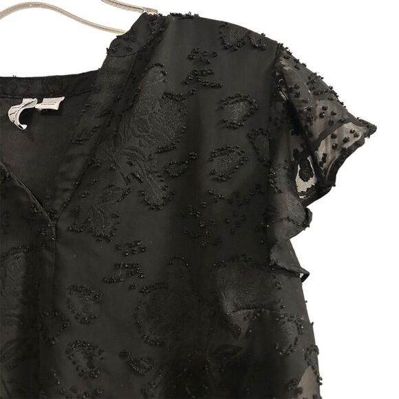 Elle Women's Black Flutter Sleeve Blouse Top Size S Casual Spring - Picture 9 of 15